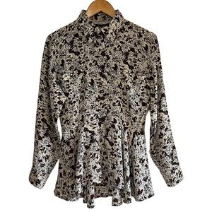 Vintage Donnaluna pure silk floral peplum blouse